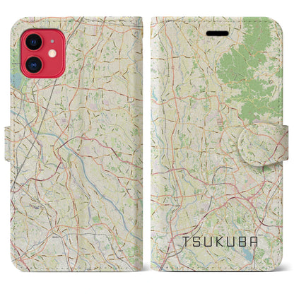 【つくば2（茨城県）】地図柄iPhoneケース（手帳タイプ）ナチュラル・iPhone 11 用