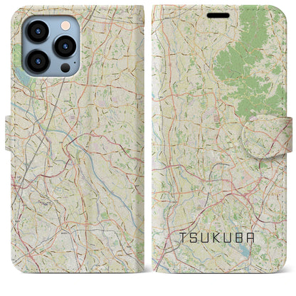 【つくば2（茨城県）】地図柄iPhoneケース（手帳タイプ）ナチュラル・iPhone 13 Pro Max 用