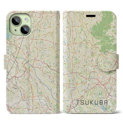 【つくば2（茨城県）】地図柄iPhoneケース（手帳タイプ）ナチュラル・iPhone 15 用