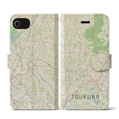 【つくば2（茨城県）】地図柄iPhoneケース（手帳タイプ）ナチュラル・iPhone SE（第3 / 第2世代） / 8 / 7 / 6s / 6 用