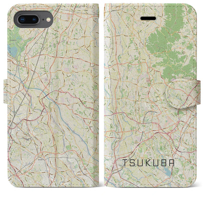 【つくば2（茨城県）】地図柄iPhoneケース（手帳タイプ）ナチュラル・iPhone 8Plus /7Plus / 6sPlus / 6Plus 用