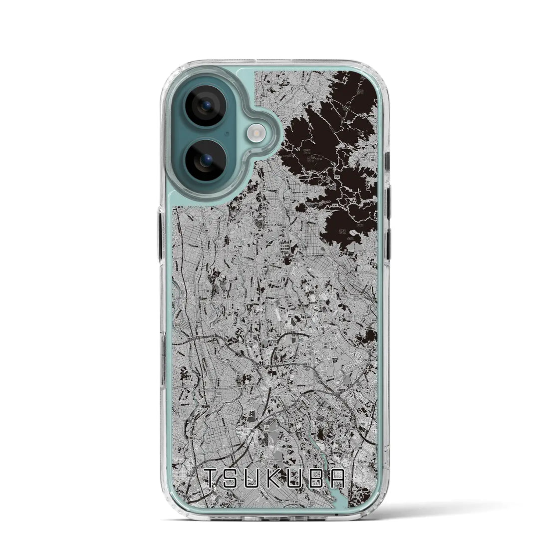【つくば2（茨城県）】地図柄iPhoneケース（MagSafeタイプ）モノトーン・iPhone 16 Pro 用