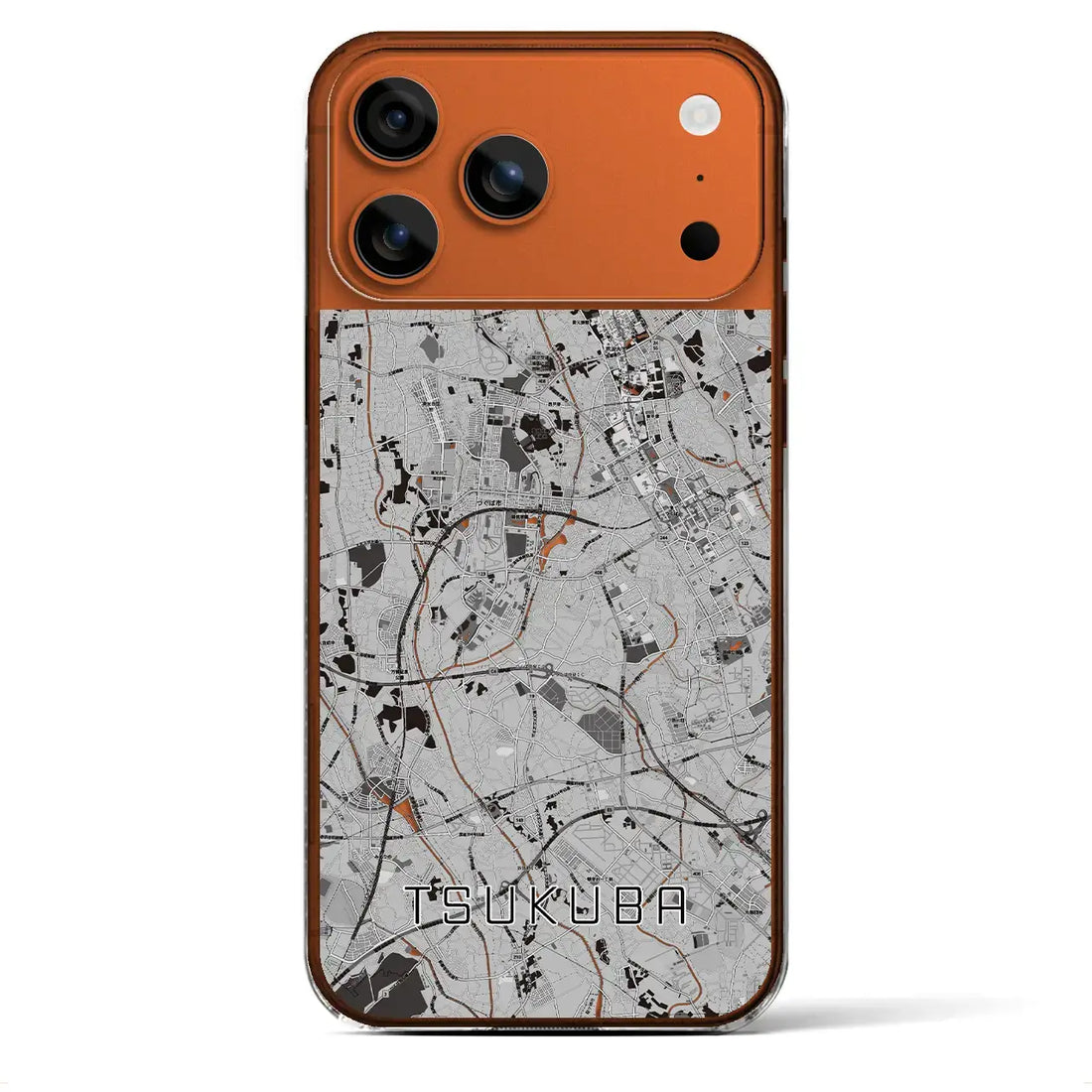 【つくば(茨城県)】地図柄iPhoneケース(クリアタイプ)モノトーン・iPhone 17 Pro Max 用