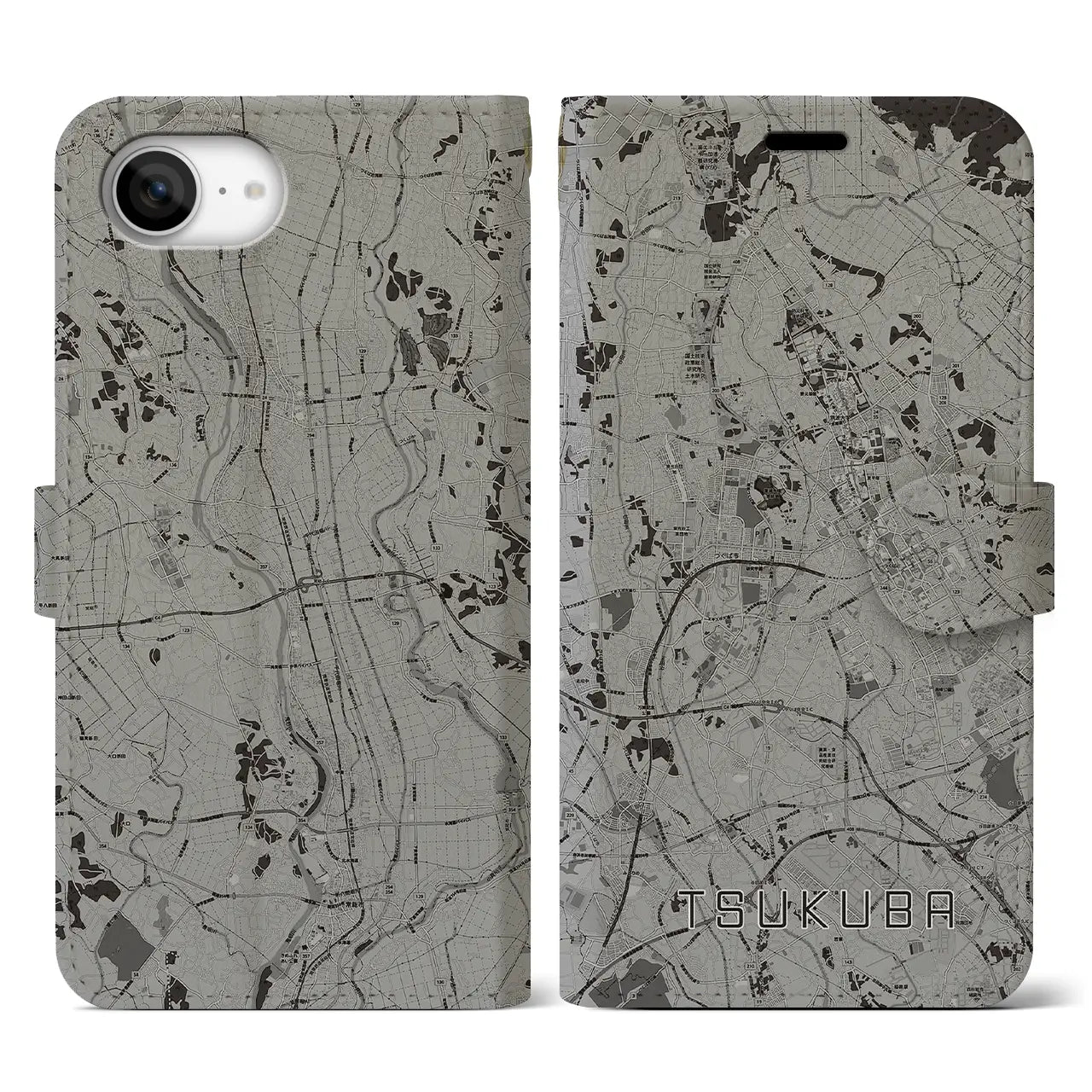 【つくば（茨城県）】地図柄iPhoneケース（手帳タイプ）