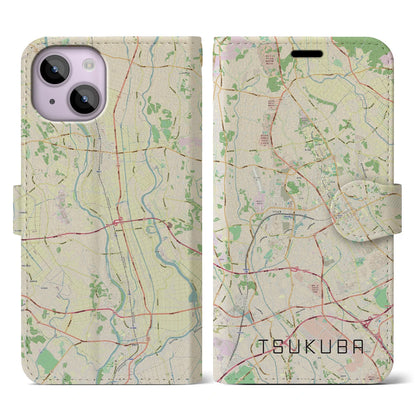 【つくば（茨城県）】地図柄iPhoneケース（手帳タイプ）ナチュラル・iPhone 14 用