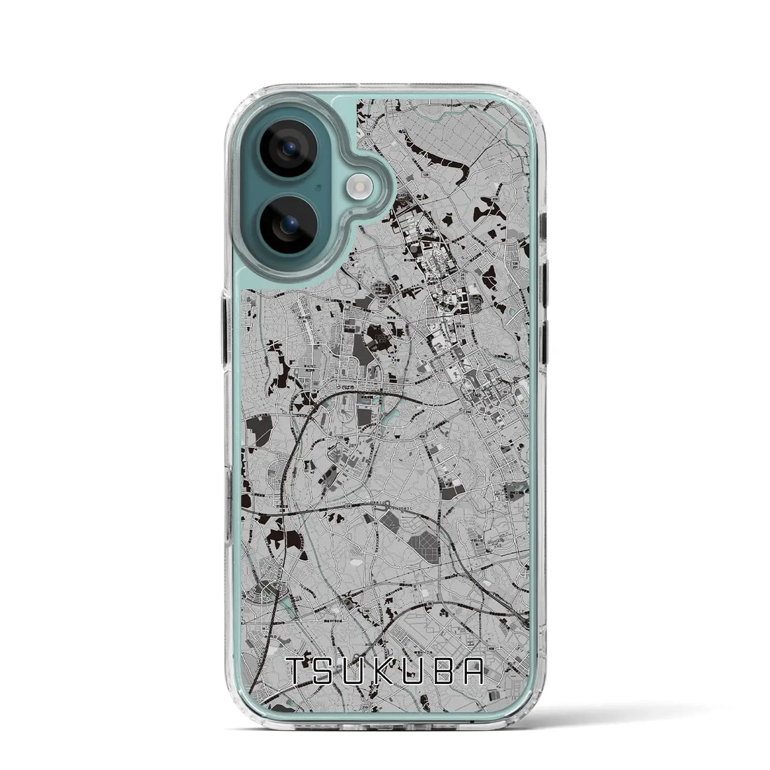 【つくば（茨城県）】地図柄iPhoneケース（MagSafeタイプ）モノトーン・iPhone 16 Pro 用