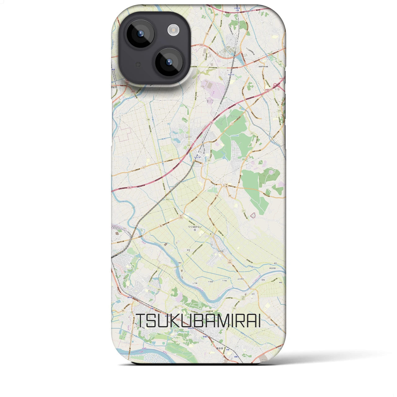 【つくばみらい（茨城県）】地図柄iPhoneケース（バックカバータイプ）