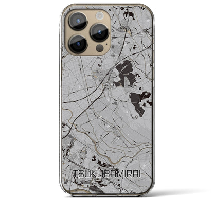 【つくばみらい（茨城県）】地図柄iPhoneケース（クリアタイプ）モノトーン・iPhone 14 Pro Max 用