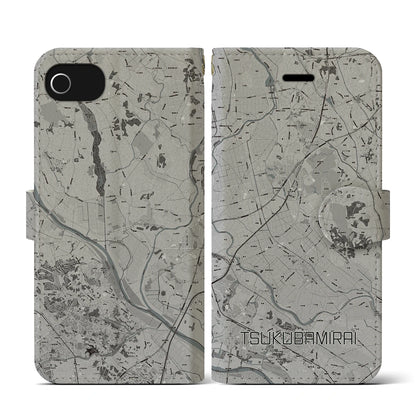 【つくばみらい（茨城県）】地図柄iPhoneケース（手帳タイプ）モノトーン・iPhone SE（第3 / 第2世代） / 8 / 7 / 6s / 6 用