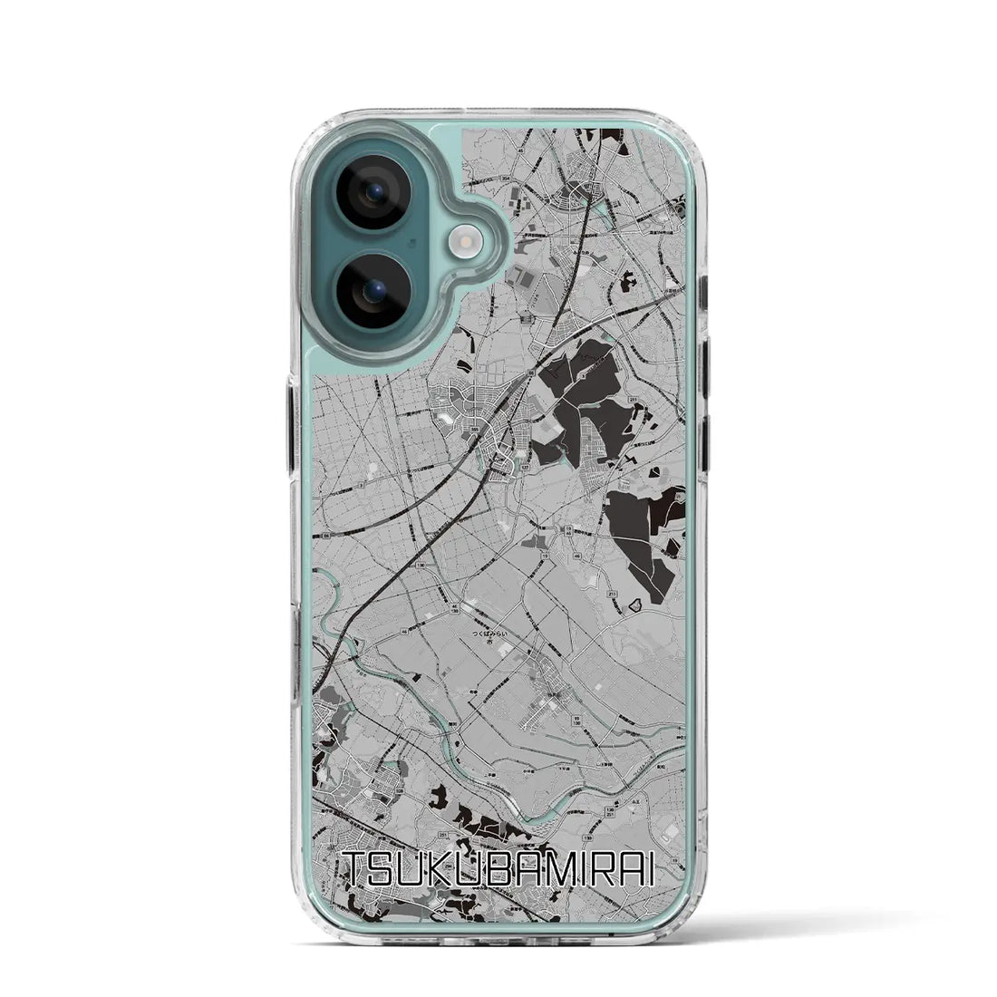 【つくばみらい（茨城県）】地図柄iPhoneケース（MagSafeタイプ）モノトーン・iPhone 16 Pro 用