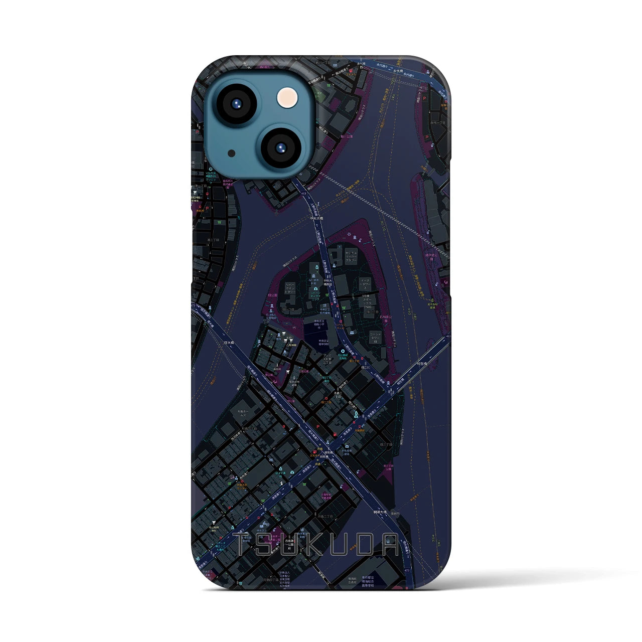 【佃（東京都）】地図柄iPhoneケース（バックカバータイプ）