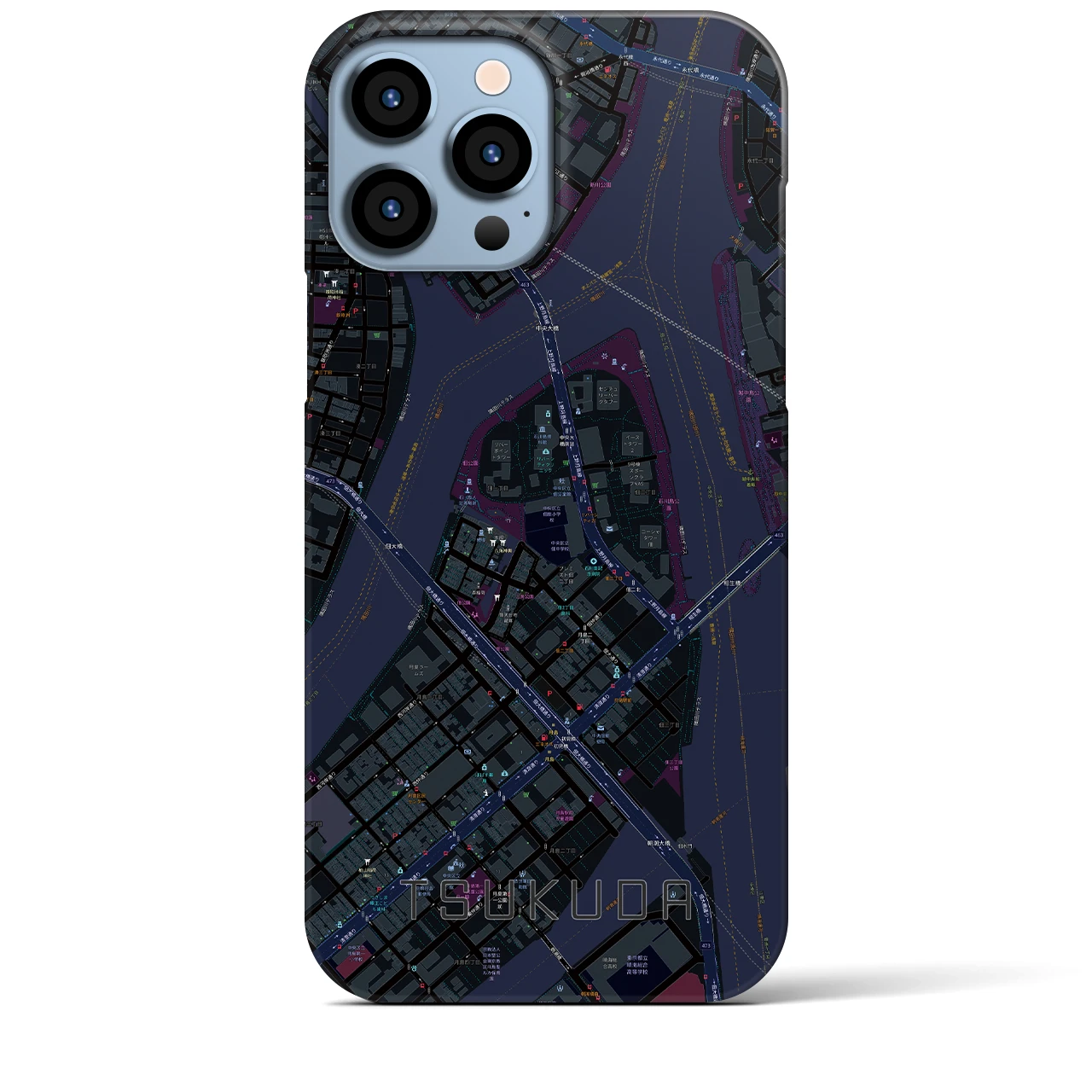 【佃（東京都）】地図柄iPhoneケース（バックカバータイプ）