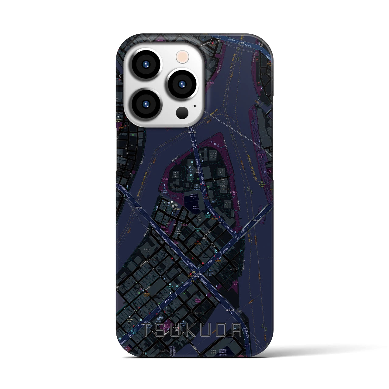 【佃（東京都）】地図柄iPhoneケース（バックカバータイプ）