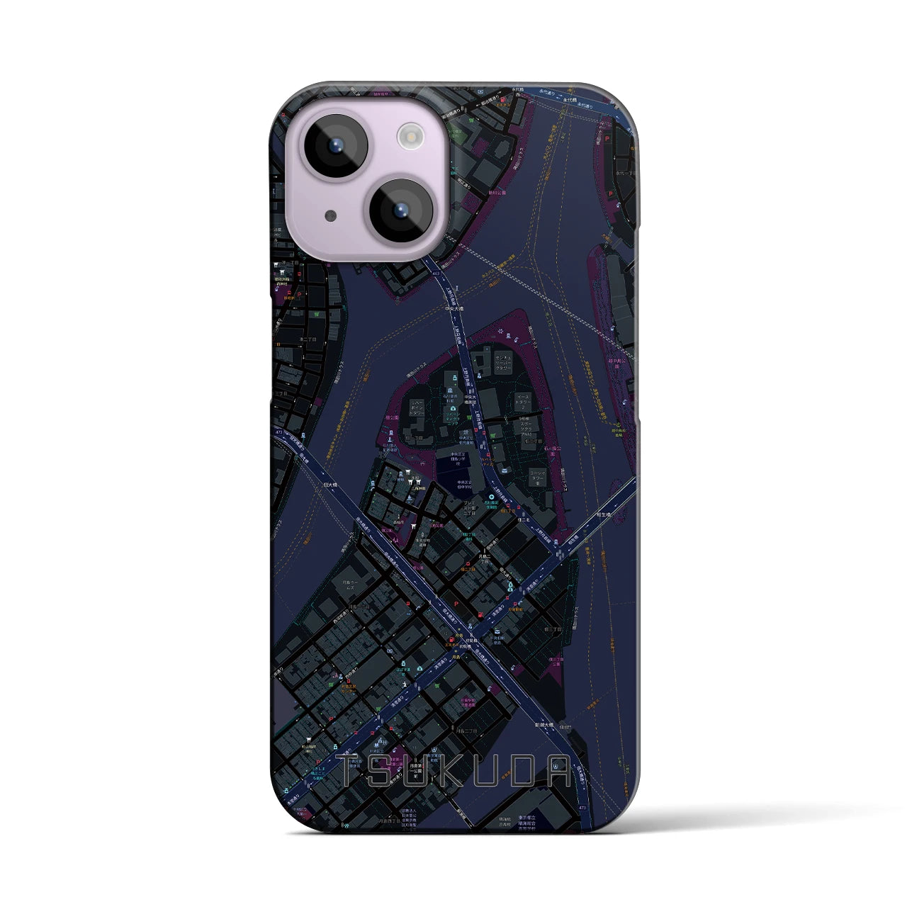 【佃（東京都）】地図柄iPhoneケース（バックカバータイプ）