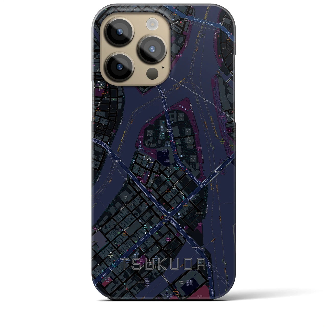 【佃（東京都）】地図柄iPhoneケース（バックカバータイプ）
