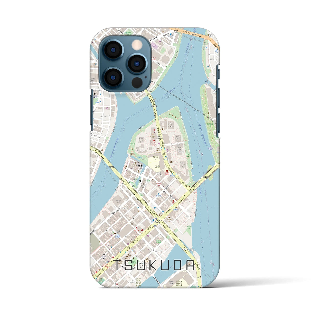 【佃（東京都）】地図柄iPhoneケース（バックカバータイプ）