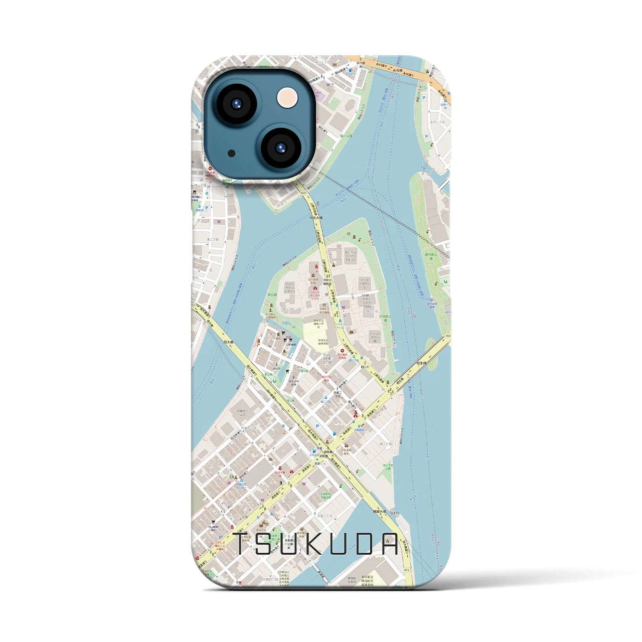 【佃（東京都）】地図柄iPhoneケース（バックカバータイプ）