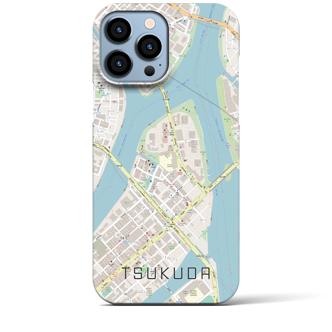 【佃（東京都）】地図柄iPhoneケース（バックカバータイプ）