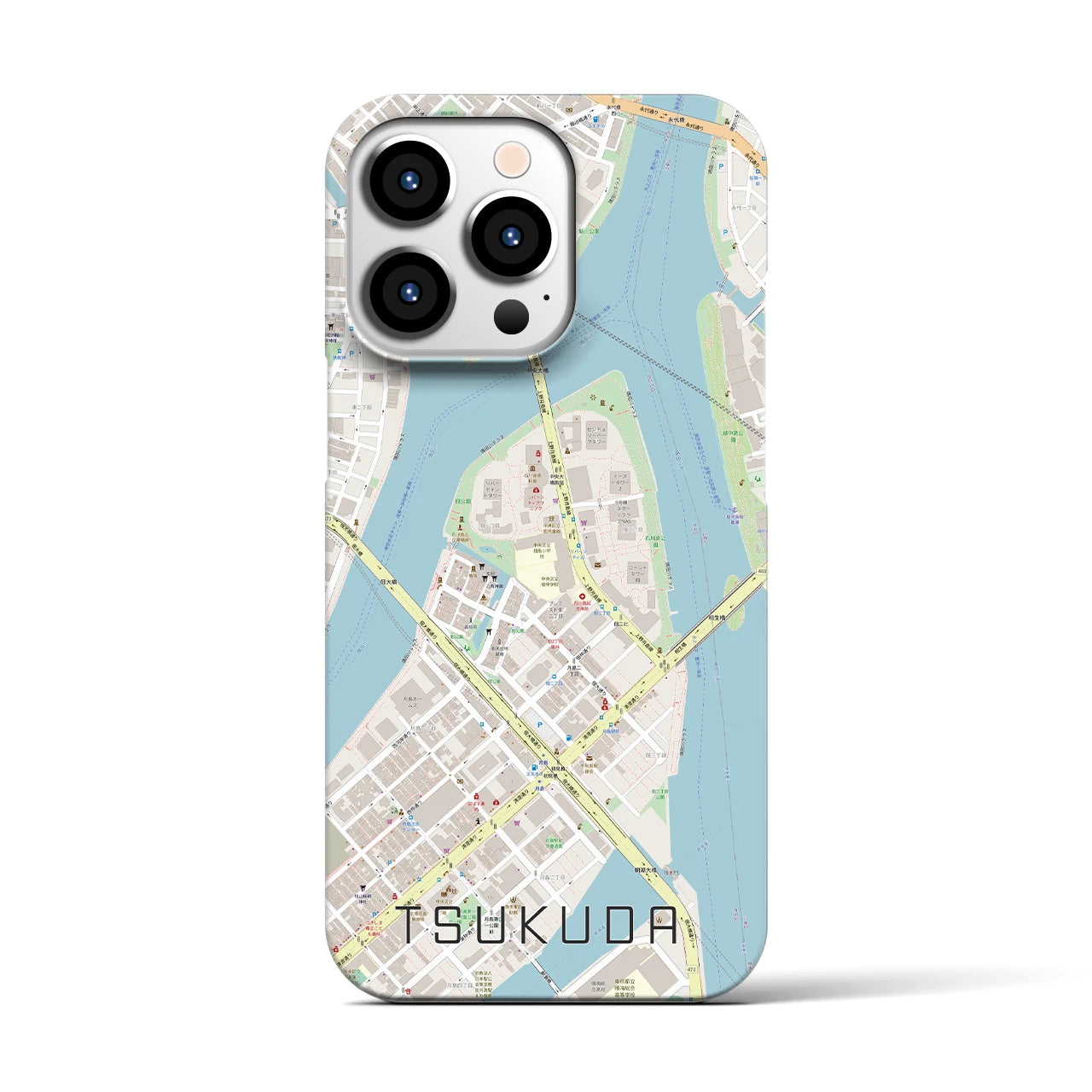 【佃（東京都）】地図柄iPhoneケース（バックカバータイプ）