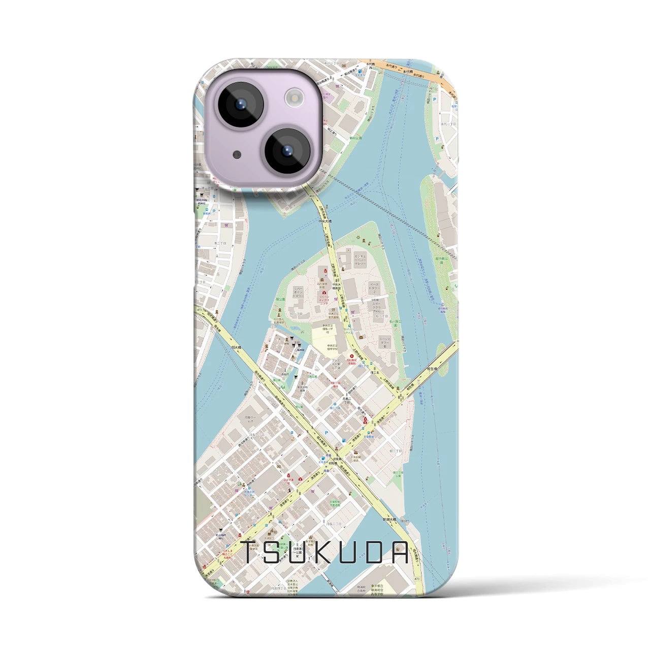 【佃（東京都）】地図柄iPhoneケース（バックカバータイプ）