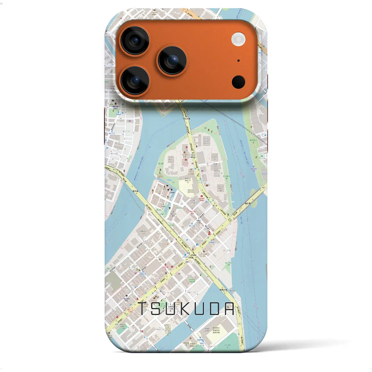 【佃（東京都）】地図柄iPhoneケース（バックカバータイプ）ブラック・iPhone 17 Pro Max 用