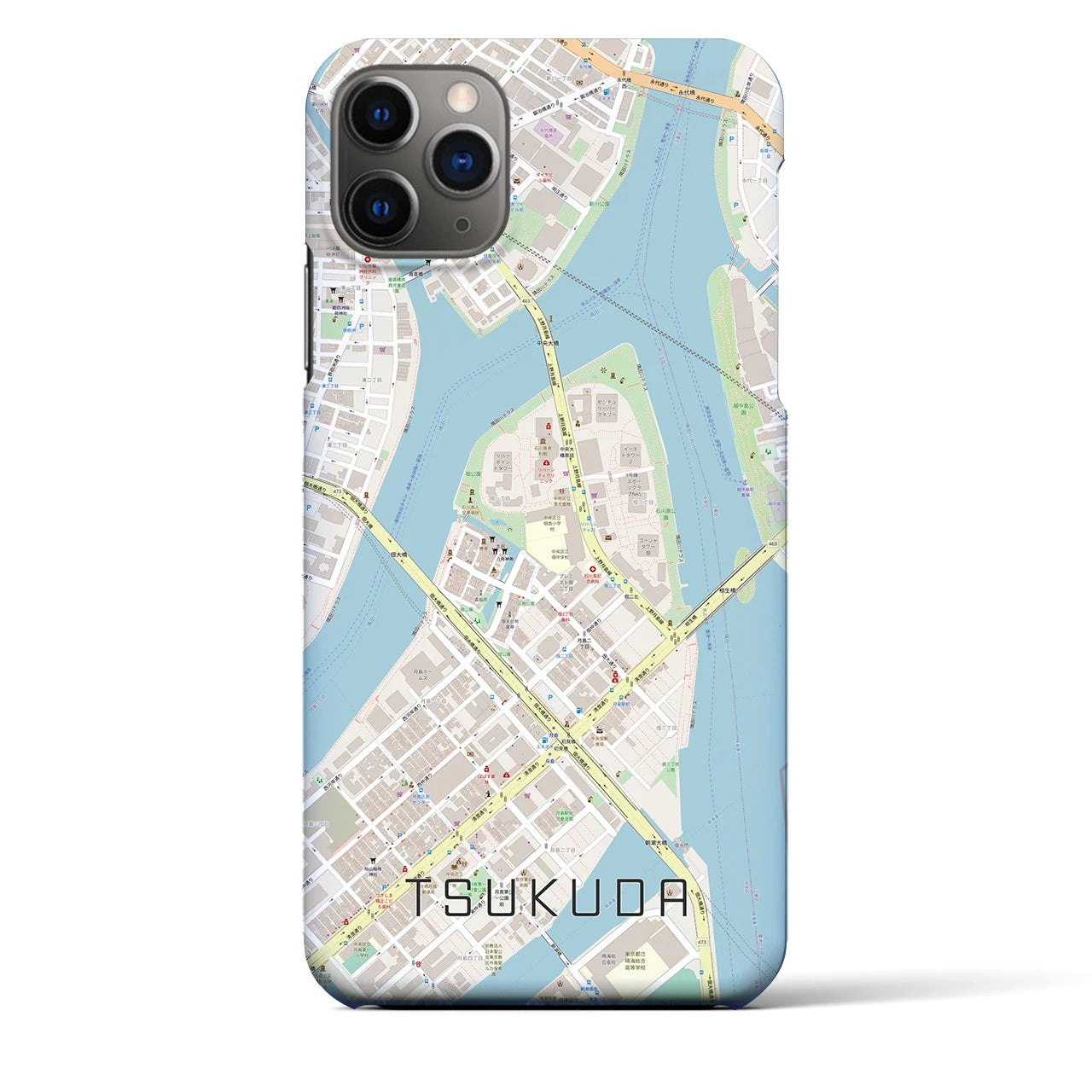 【佃（東京都）】地図柄iPhoneケース（バックカバータイプ）