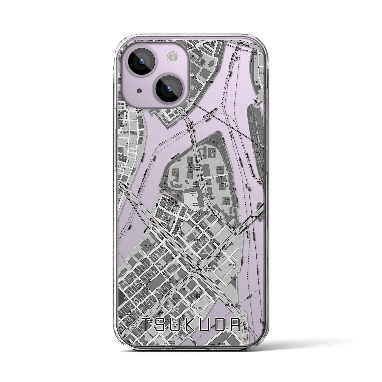 【佃（東京都）】地図柄iPhoneケース（クリアタイプ）