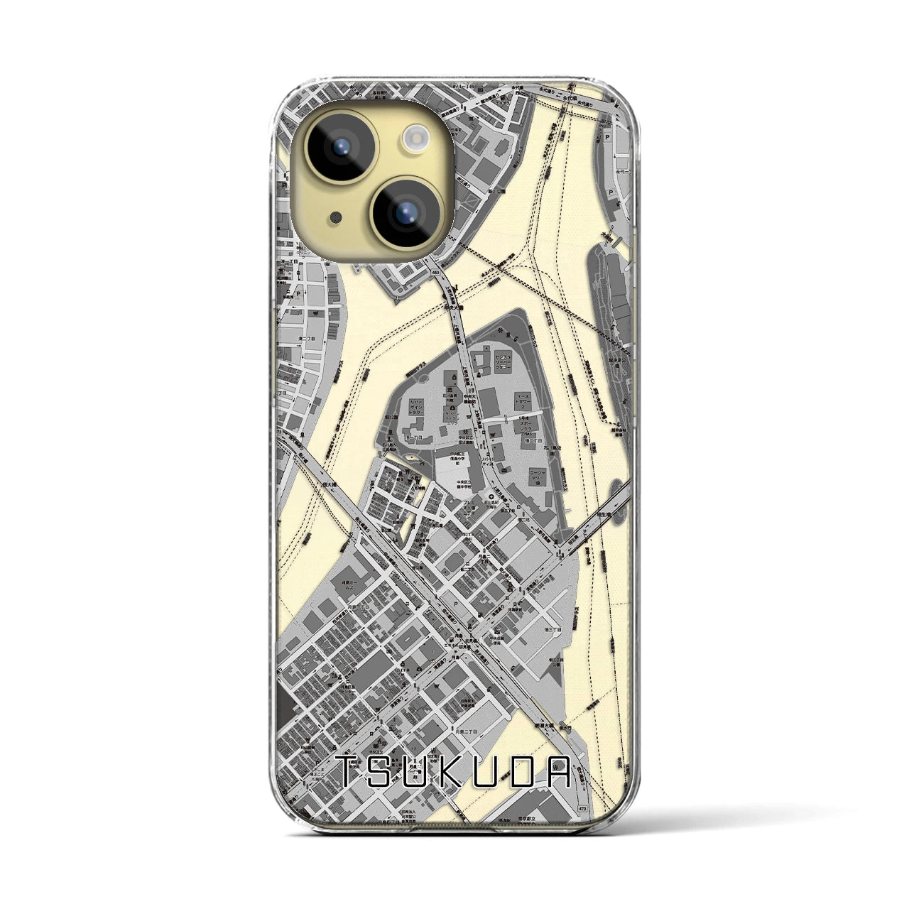 【佃（東京都）】地図柄iPhoneケース（クリアタイプ）