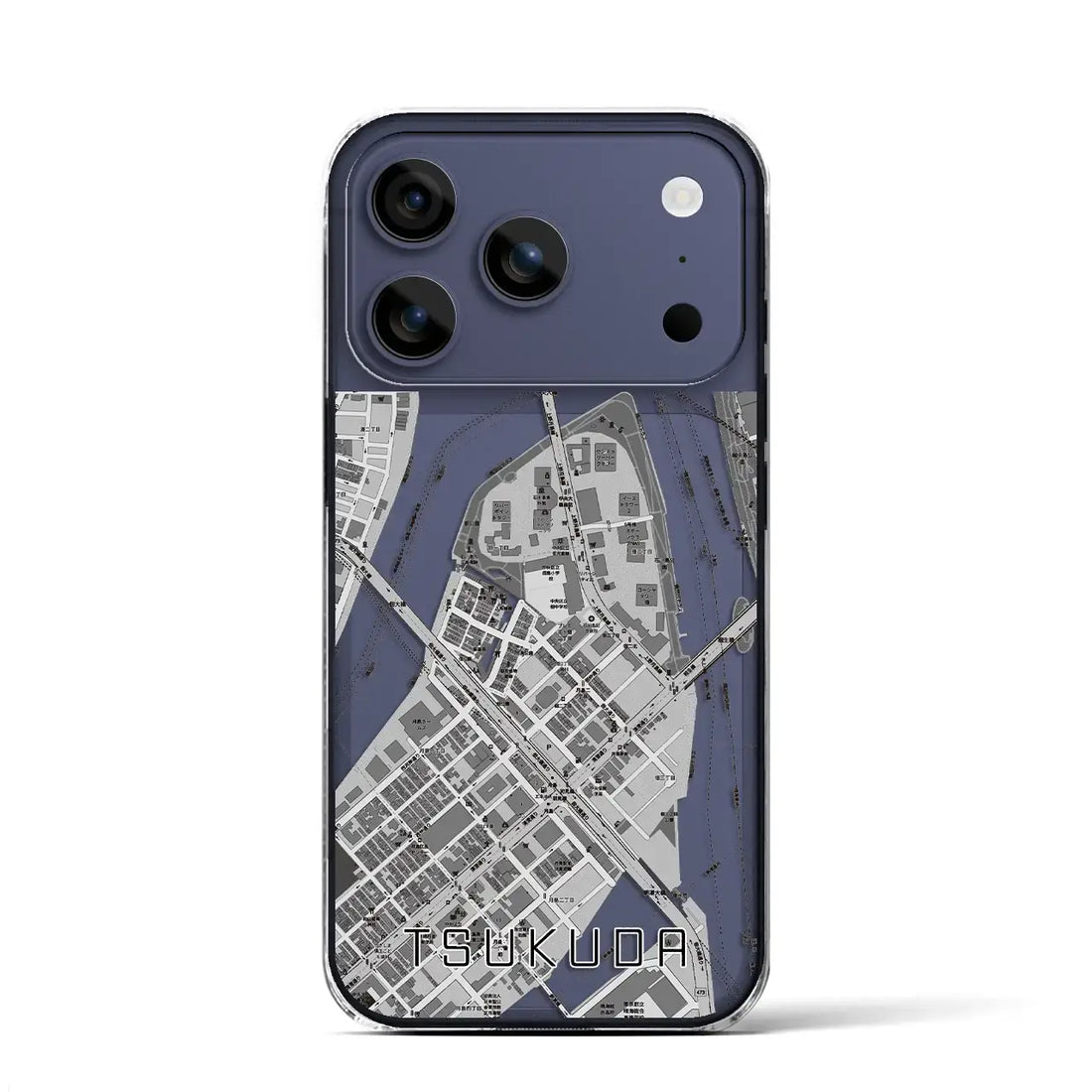 【佃（東京都）】地図柄iPhoneケース（クリアタイプ）モノトーン・iPhone 17 Pro Max 用