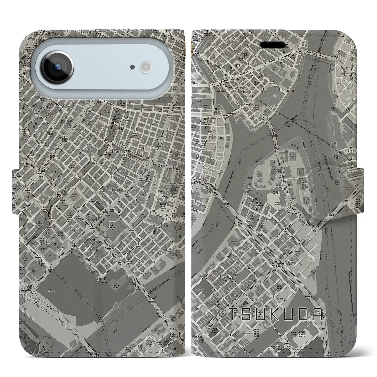 【佃（東京都）】地図柄iPhoneケース（手帳タイプ）