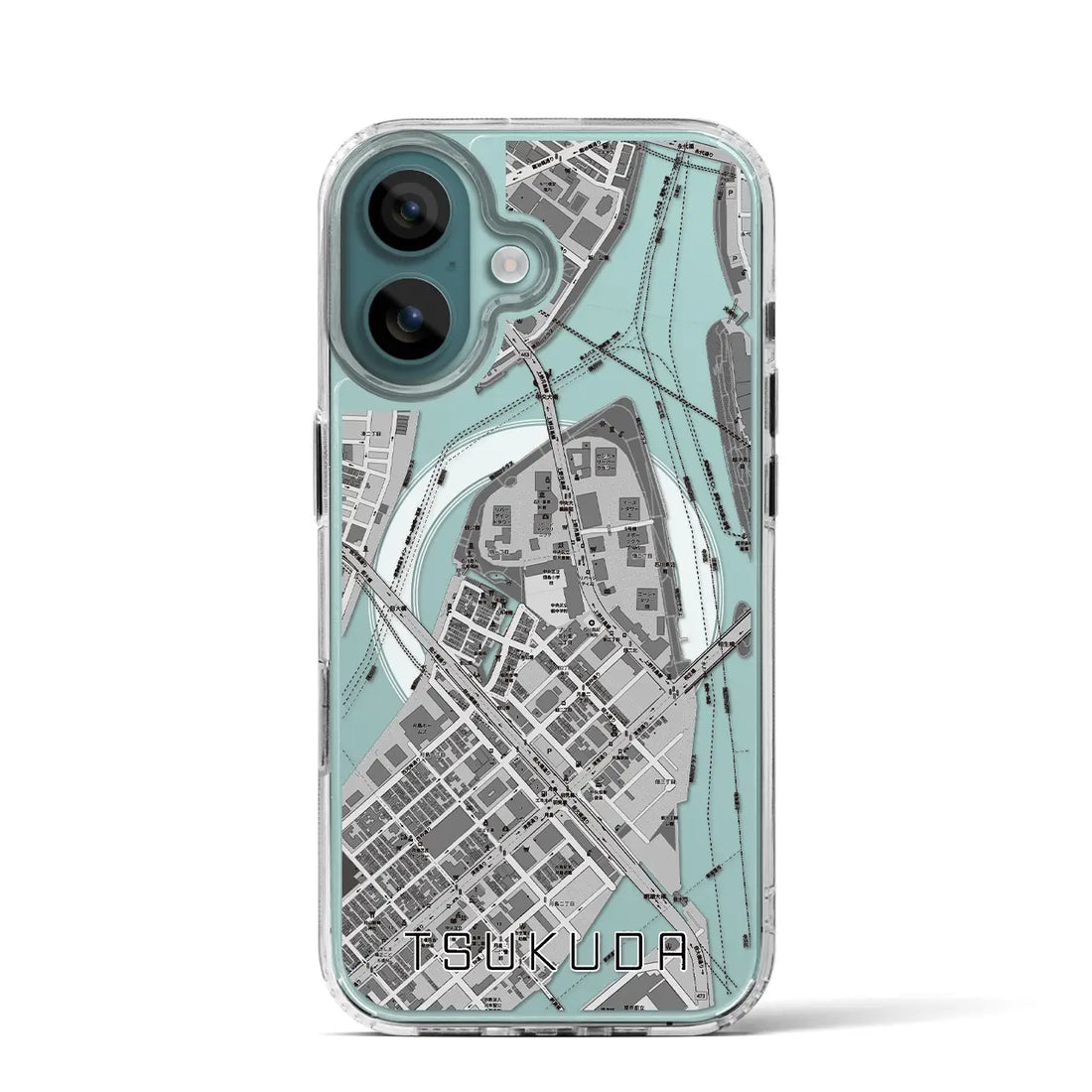 【佃（東京都）】地図柄iPhoneケース（MagSafeタイプ）モノトーン・iPhone 16 Pro 用