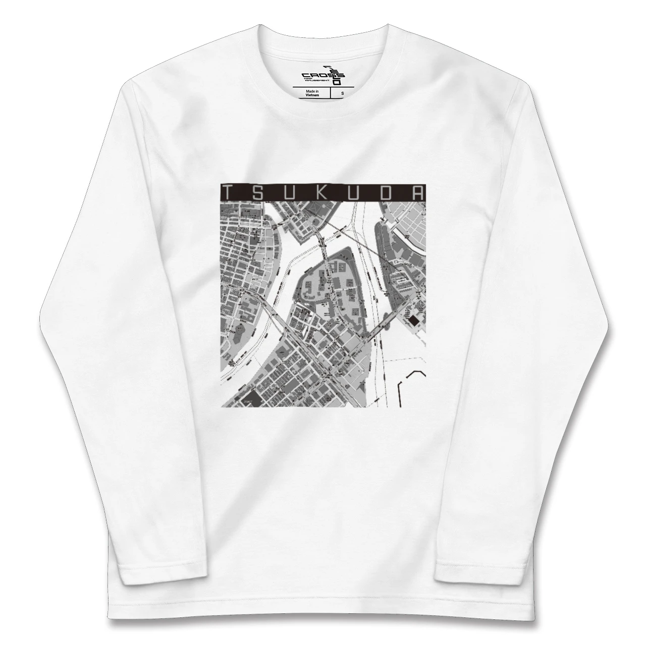 【佃（東京都）】地図柄ロングスリーブTシャツ