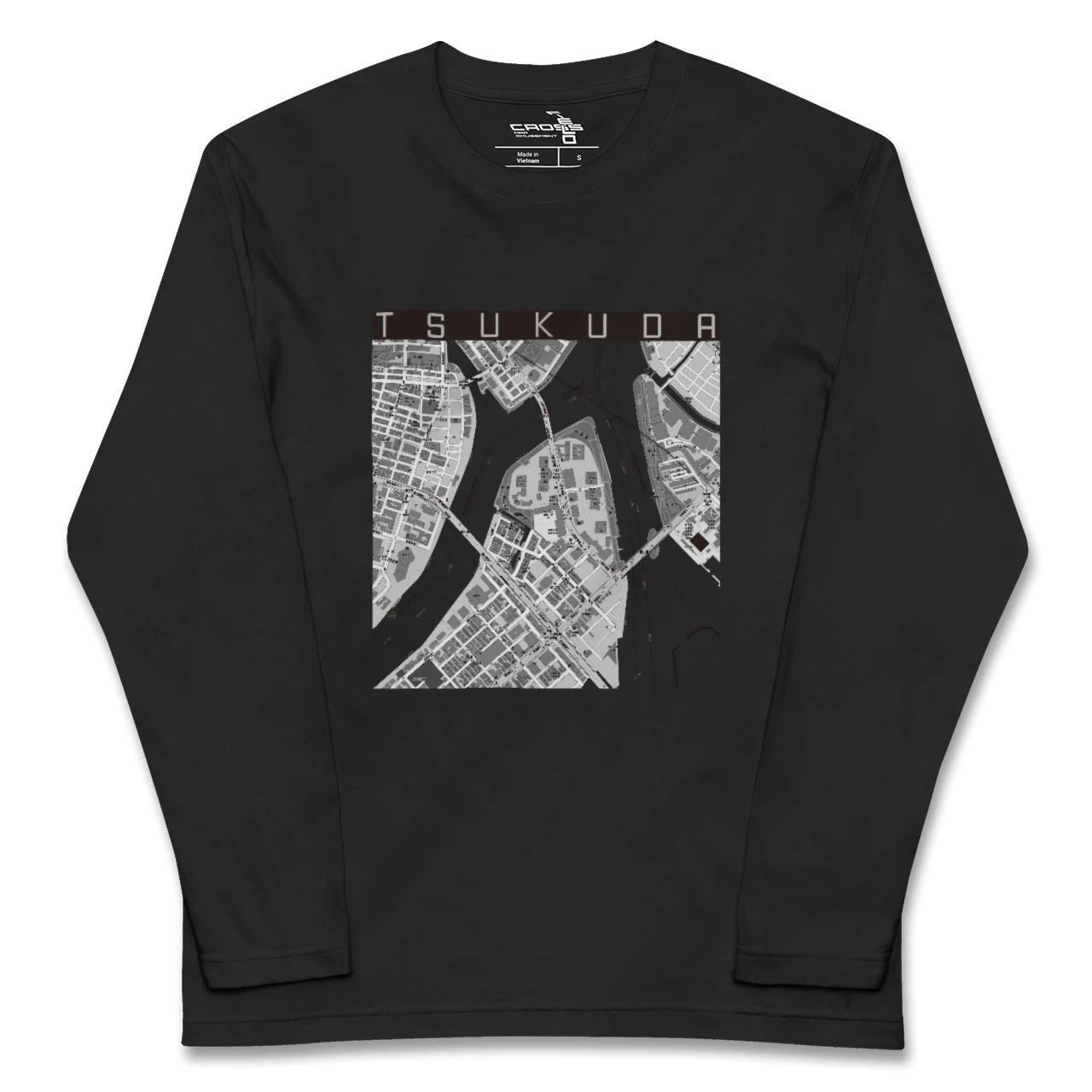 【佃（東京都）】地図柄ロングスリーブTシャツ