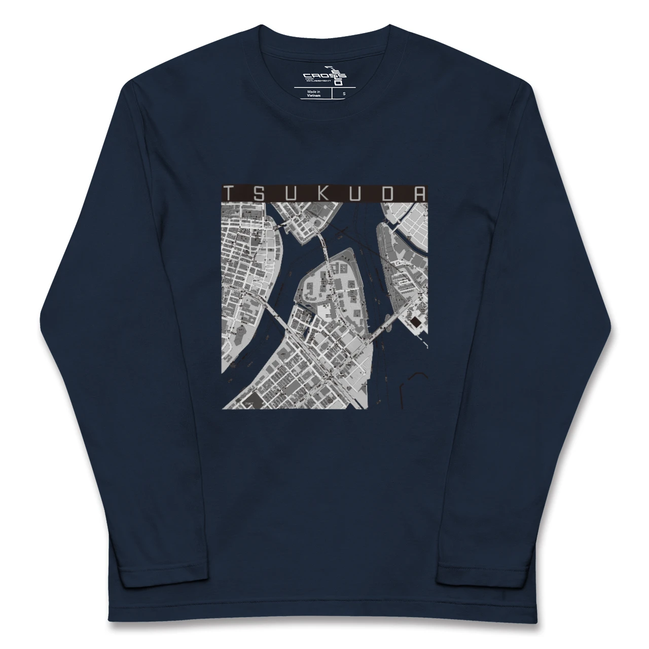 【佃（東京都）】地図柄ロングスリーブTシャツ