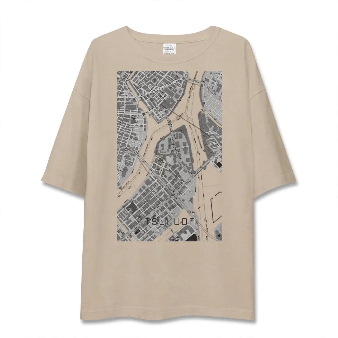 【佃（東京都）】地図柄ビッグシルエットTシャツ