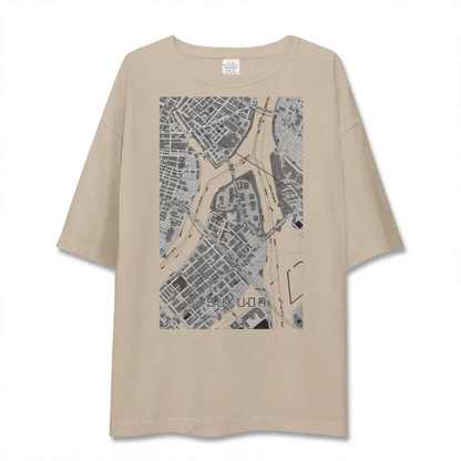 【佃（東京都）】地図柄ビッグシルエットTシャツ