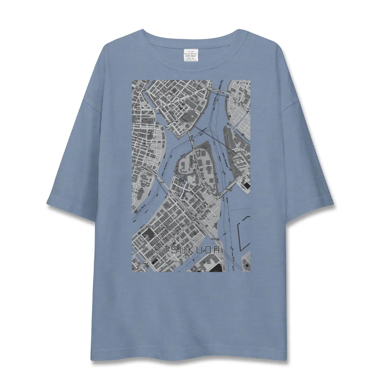 【佃（東京都）】地図柄ビッグシルエットTシャツ