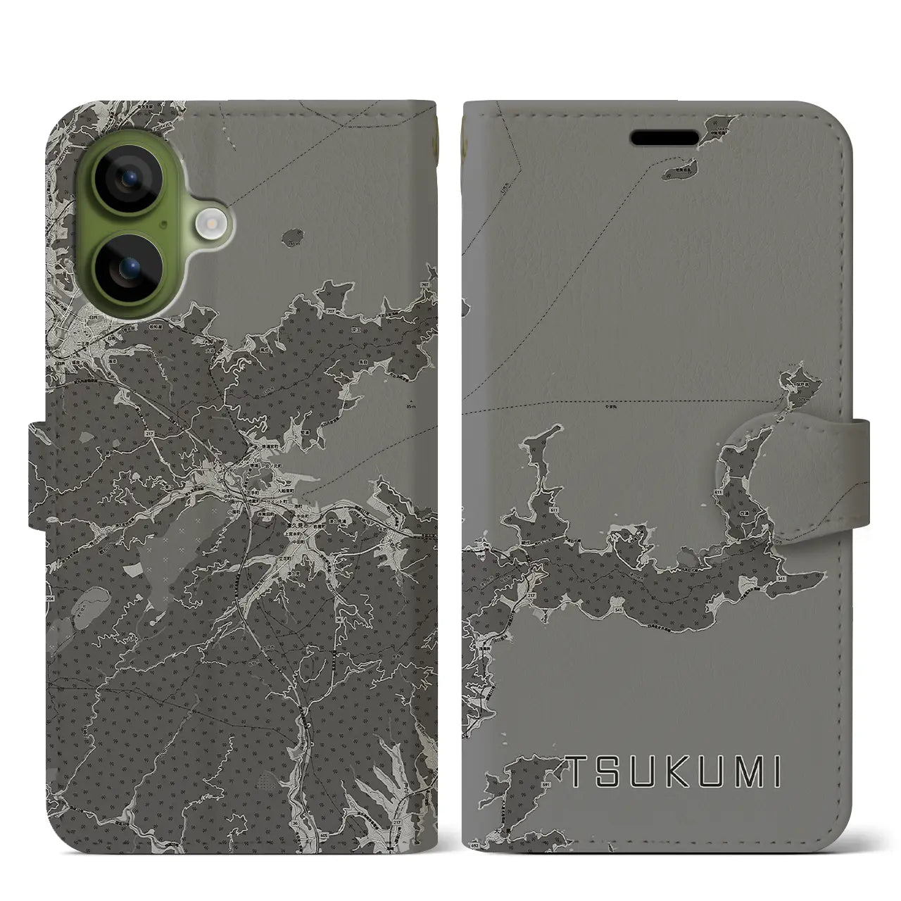 【津久見（大分県）】地図柄iPhoneケース（手帳タイプ）