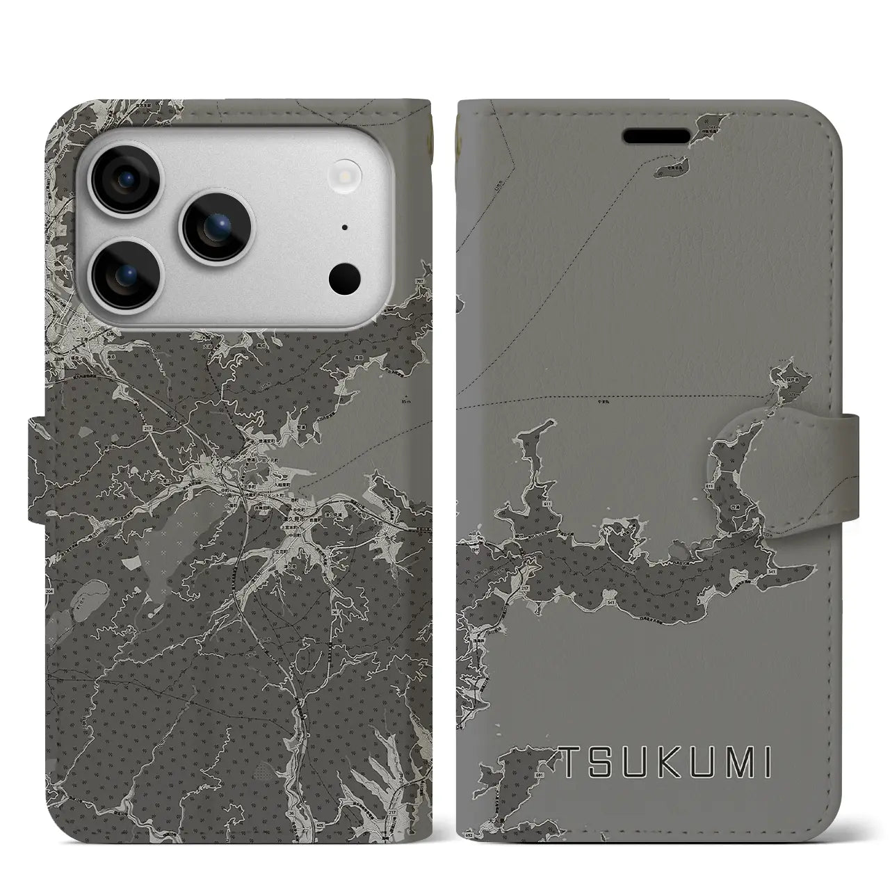 【津久見（大分県）】地図柄iPhoneケース（手帳タイプ）