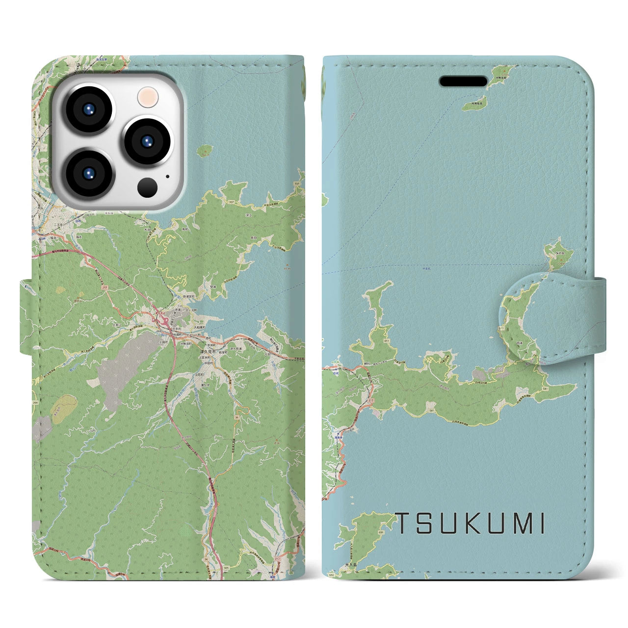 【津久見（大分県）】地図柄iPhoneケース（手帳タイプ）