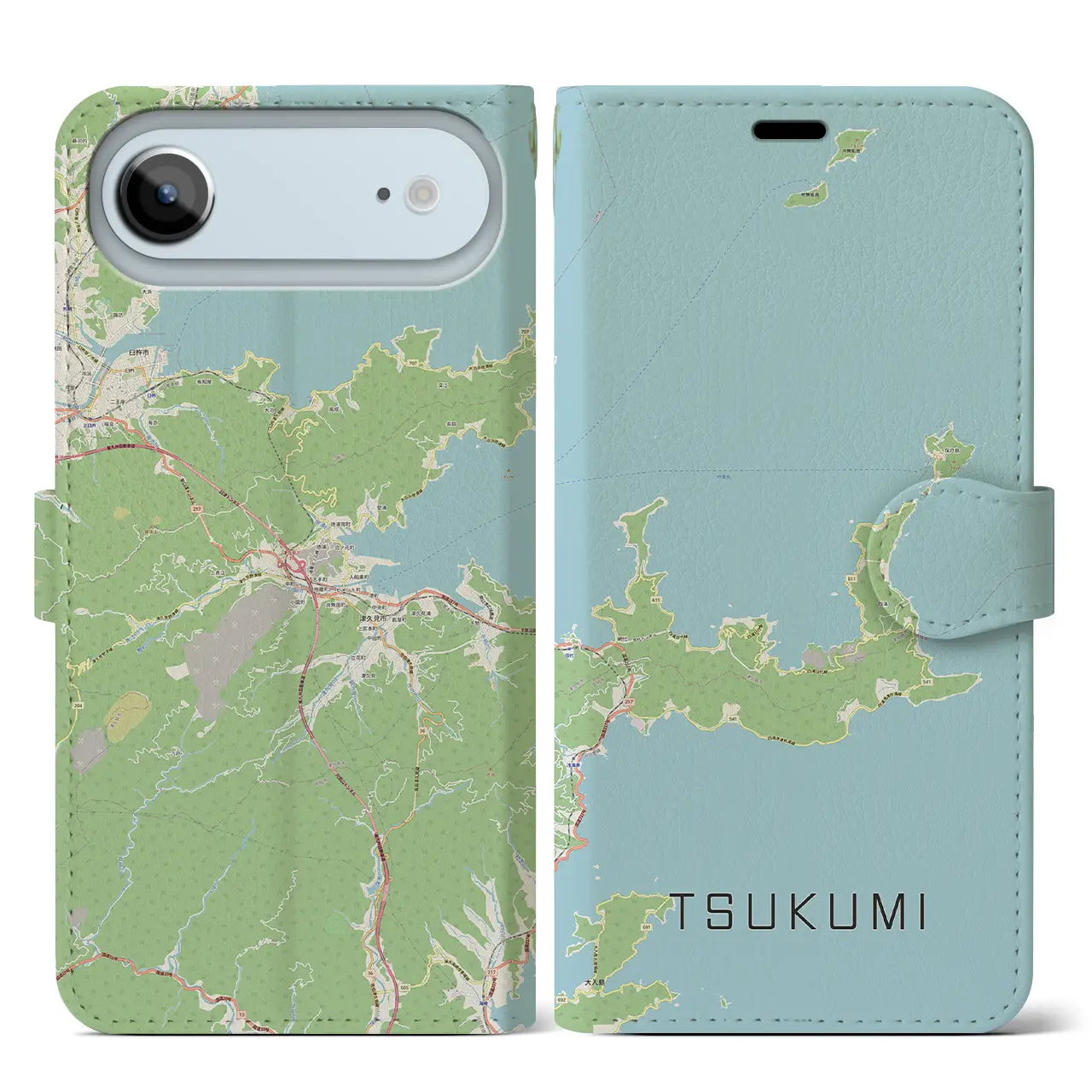 【津久見（大分県）】地図柄iPhoneケース（手帳タイプ）