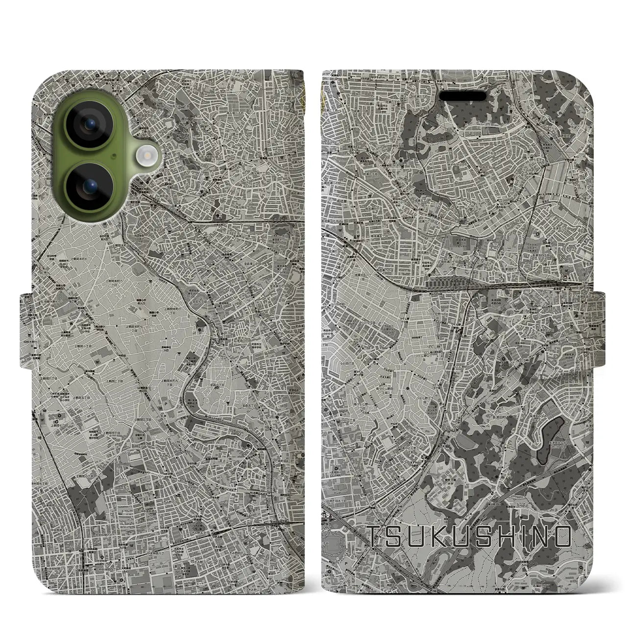 【つくし野（東京都）】地図柄iPhoneケース（手帳タイプ）