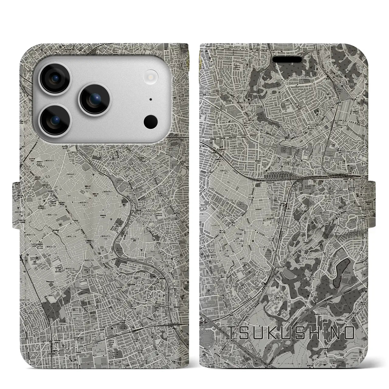 【つくし野（東京都）】地図柄iPhoneケース（手帳タイプ）