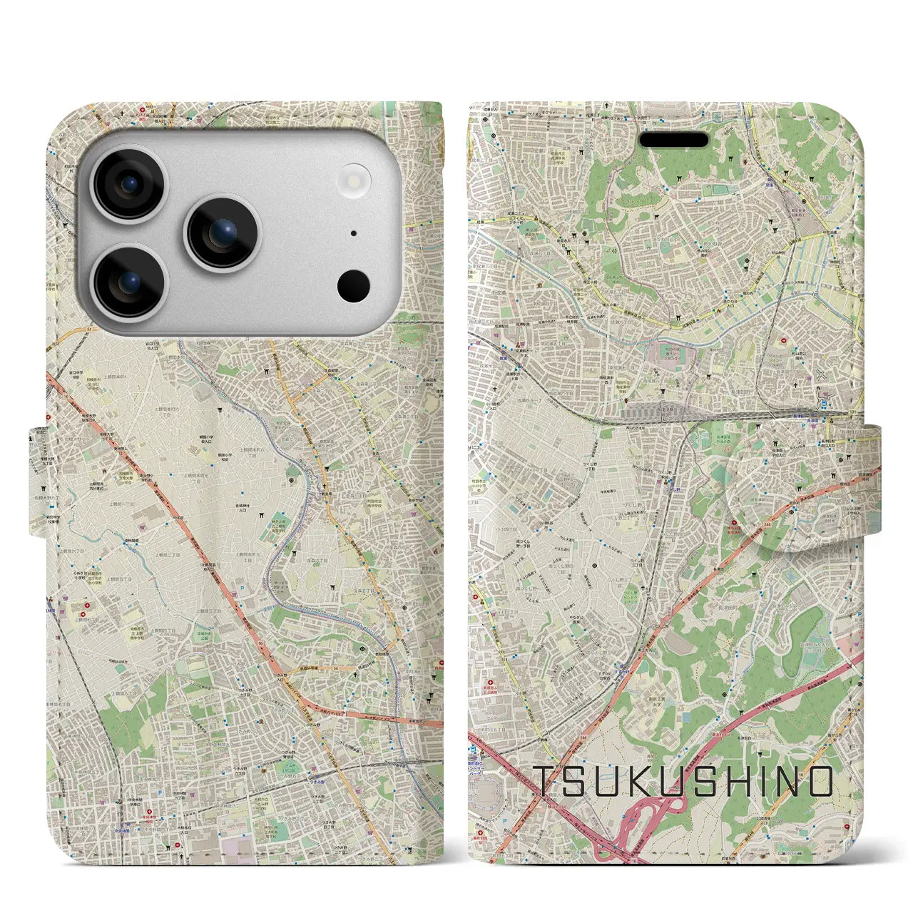 【つくし野（東京都）】地図柄iPhoneケース（手帳タイプ）