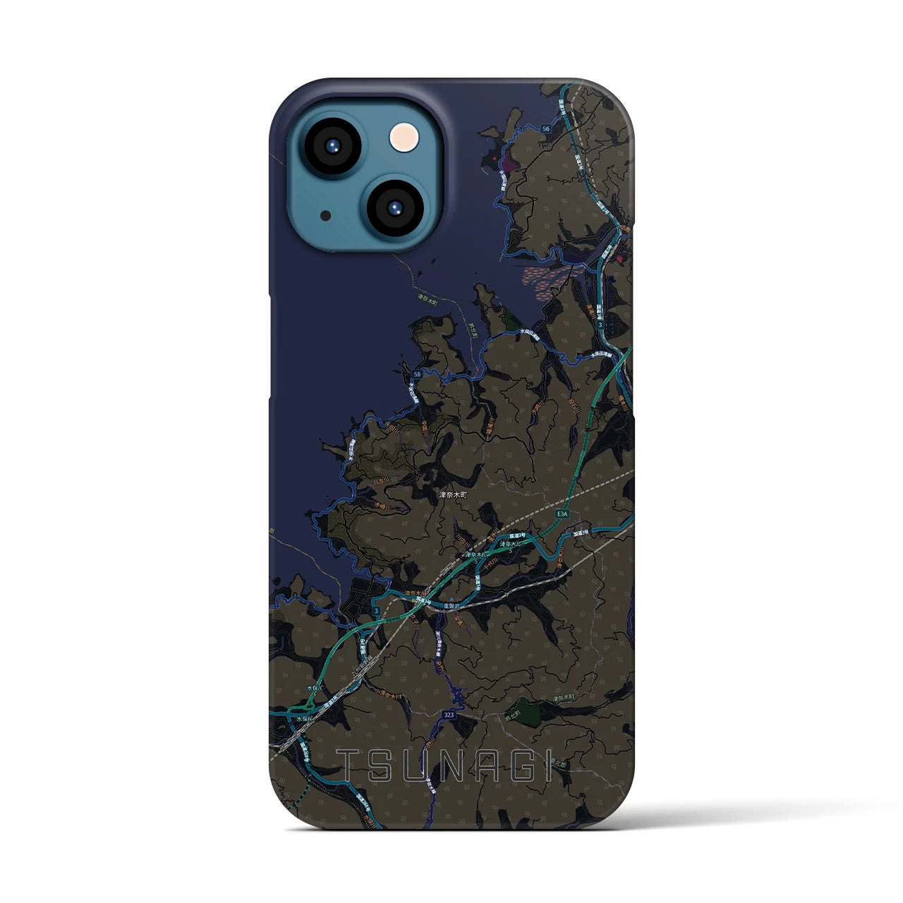 【津奈木（熊本県）】地図柄iPhoneケース（バックカバータイプ）