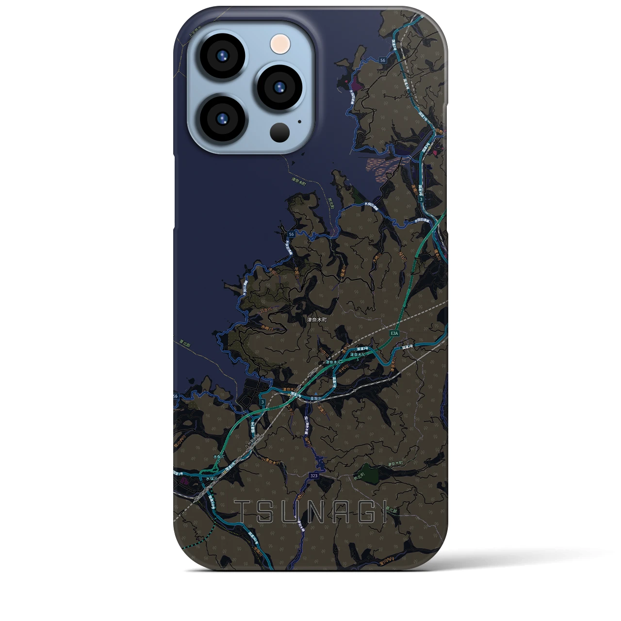 【津奈木（熊本県）】地図柄iPhoneケース（バックカバータイプ）
