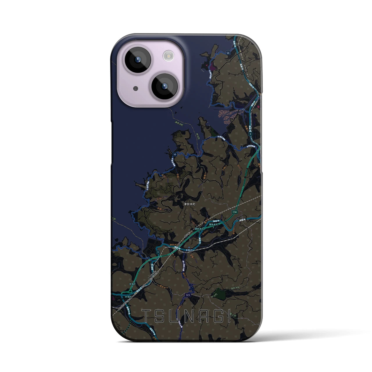 【津奈木（熊本県）】地図柄iPhoneケース（バックカバータイプ）