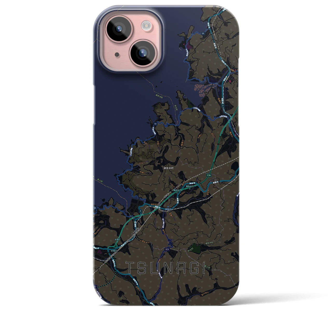 【津奈木（熊本県）】地図柄iPhoneケース（バックカバータイプ）