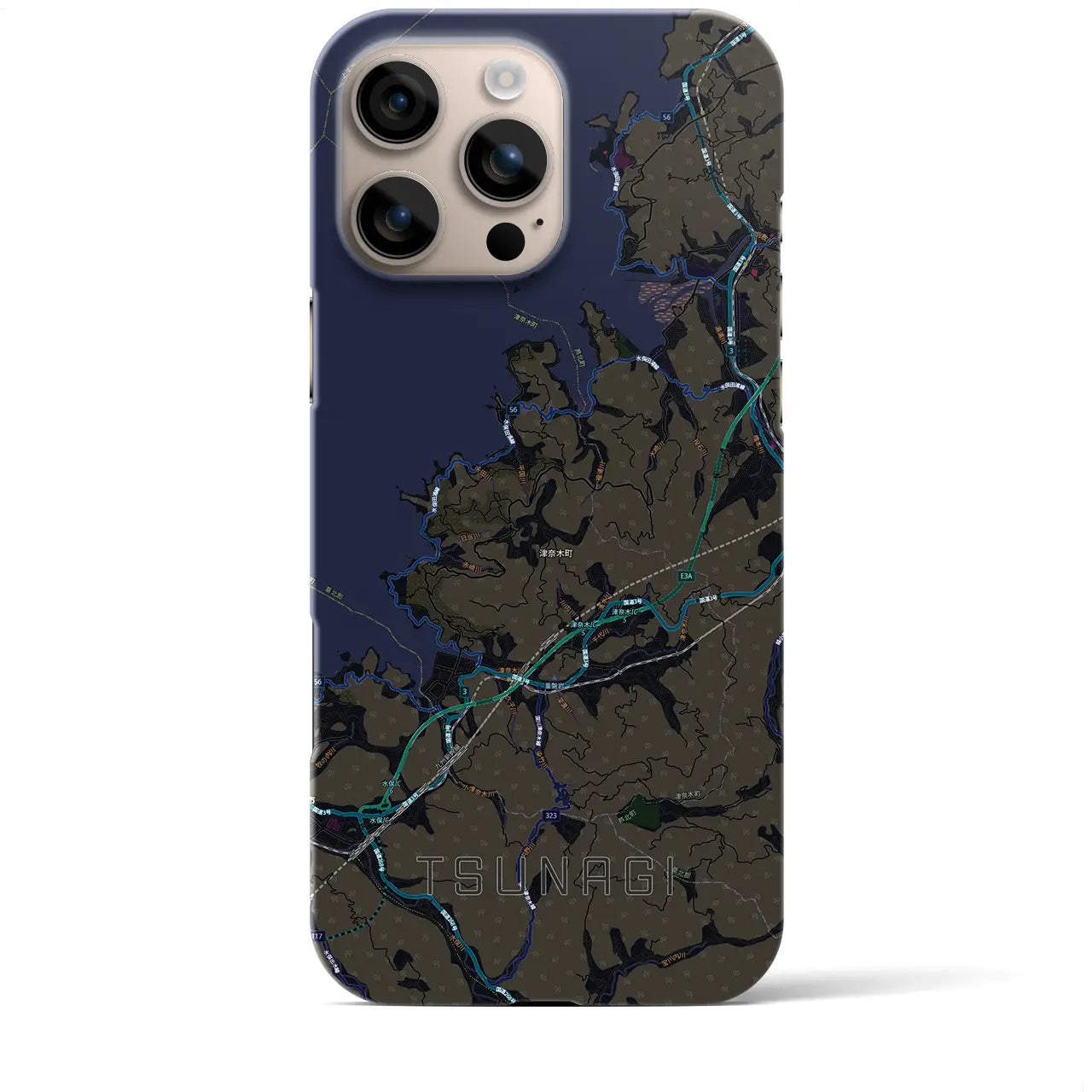 【津奈木（熊本県）】地図柄iPhoneケース（バックカバータイプ）
