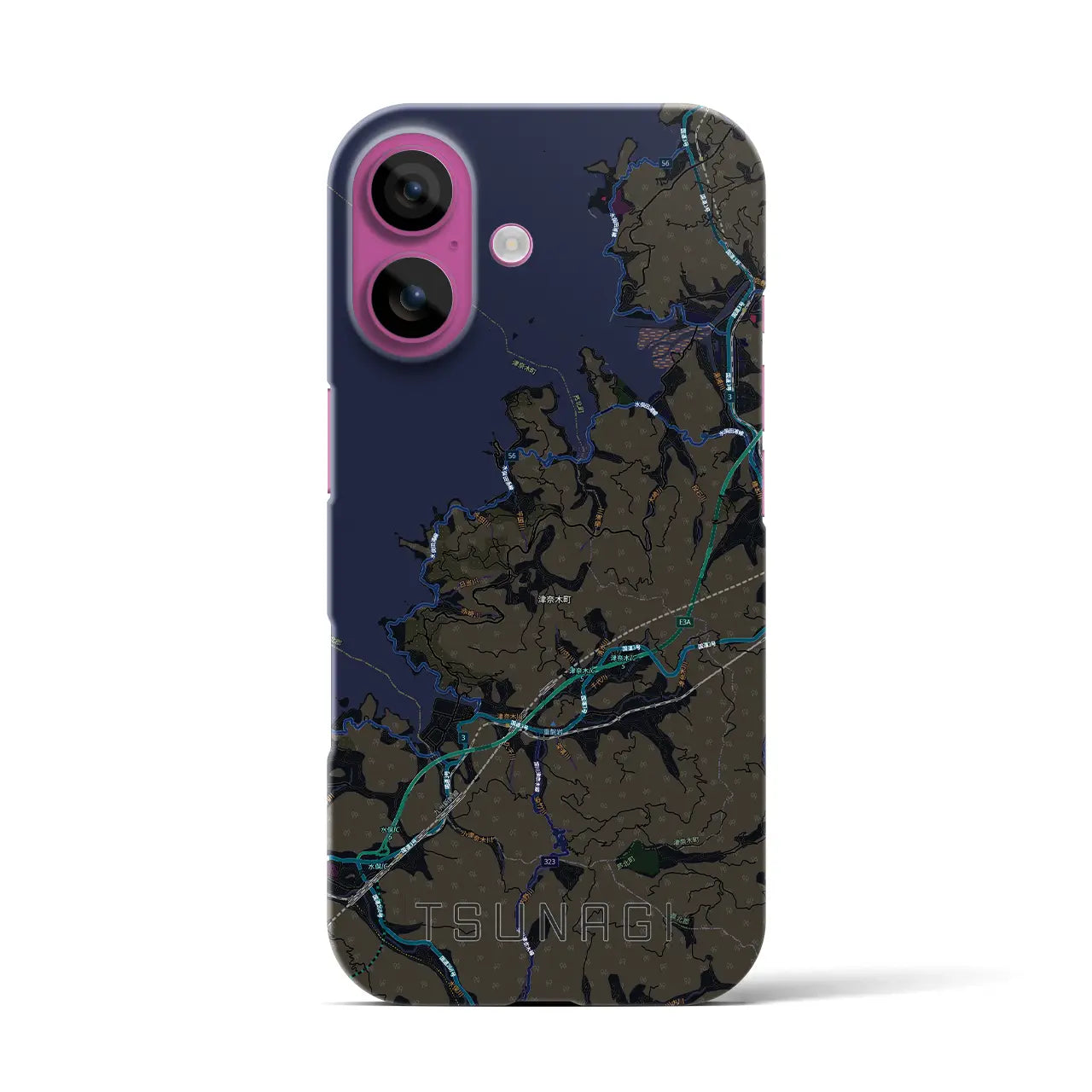 【津奈木（熊本県）】地図柄iPhoneケース（バックカバータイプ）